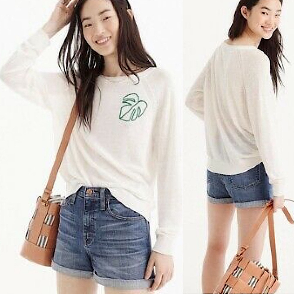 J.Crew lightweight linen blend palm sweater Sz XS